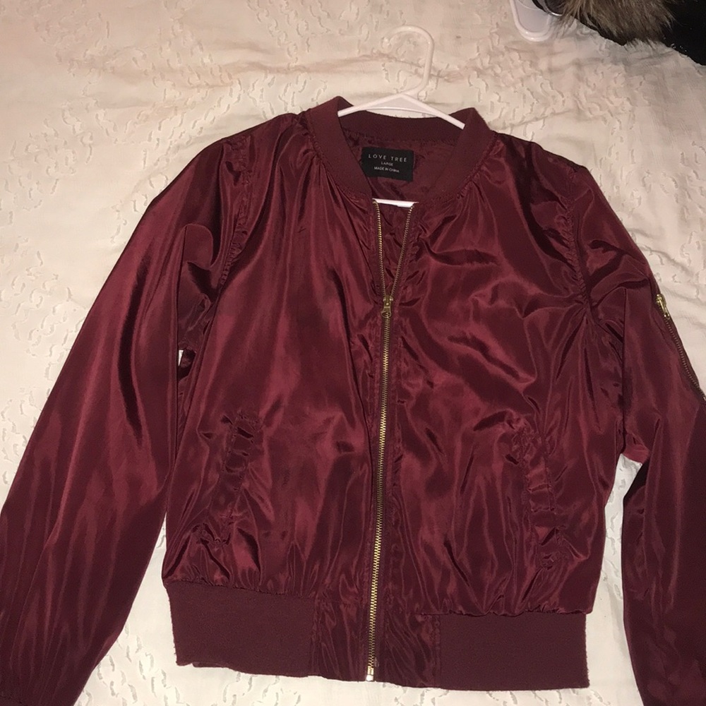 Maroon bomber jacket